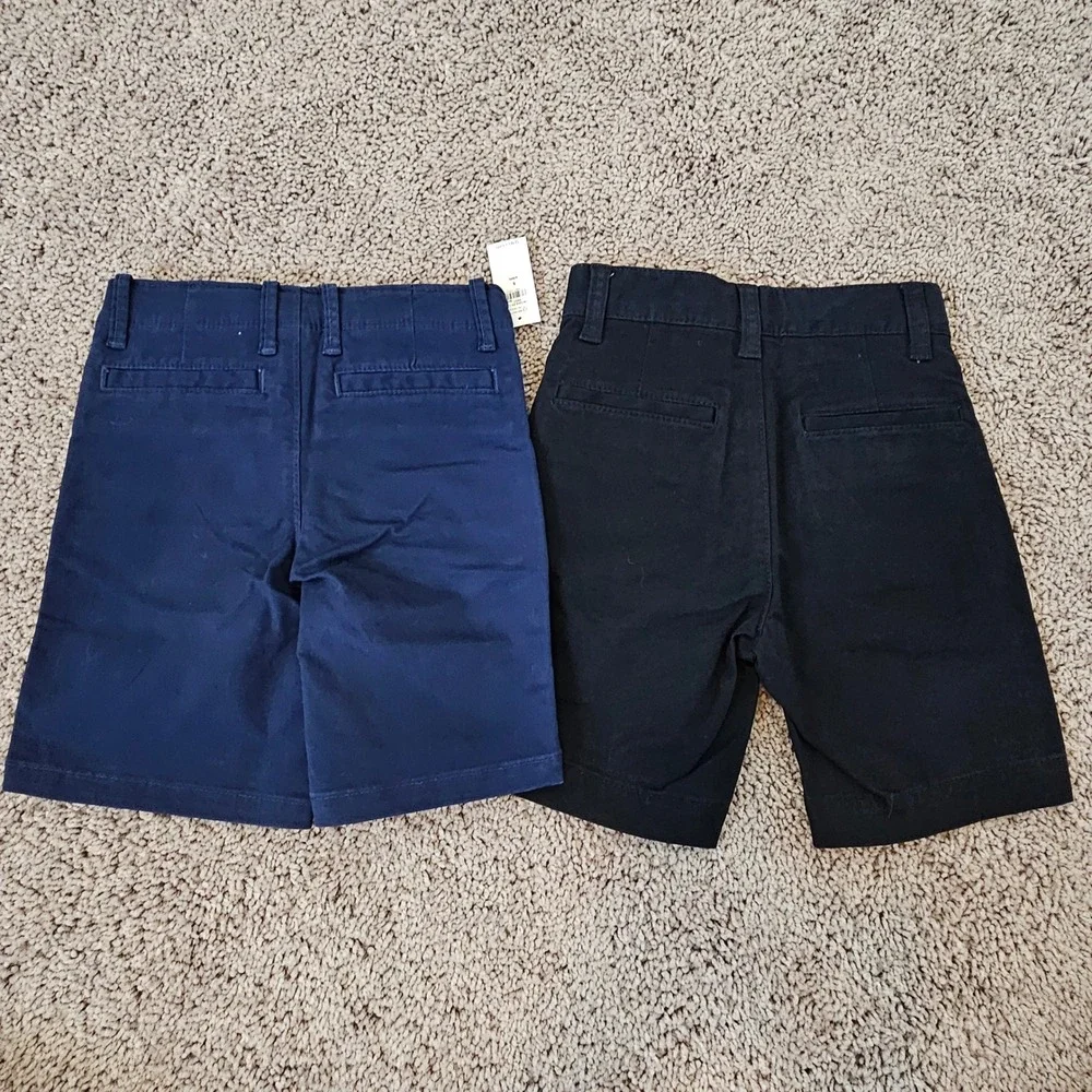 Gap Chino Shorts Kids 5 Lot‎ of 2 Navy Blue Black NEW Adjustable Waist Uniform